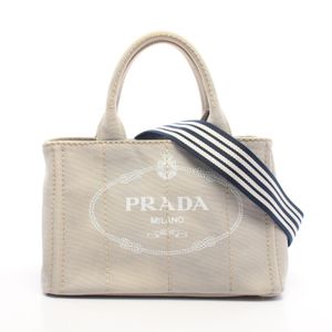 [Used] Prada PRADA Tote Bag CANAPA 2WAY 1BG439 Light Gray/White/Navy Canvas Canapa 2-way Tote Mini Women's Used B