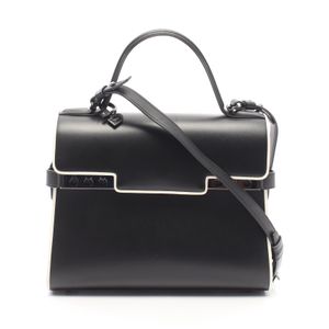 [Used] Delvaux Tempête MM 2-Way Handbag, Black/White Leather, Women's, Used A