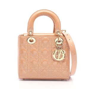 [중고] Dior 핸드백 레이디 디올 스몰 2WAY 핑크 베이지 페이턴트 레더 레이디 디올 2way 토트 스몰 여성용