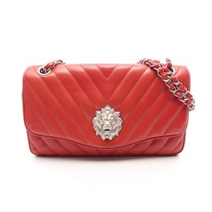 [중고] Chanel 샤넬 숄더백 쉐브론 V스티치 라이온 레드 램스킨(양가죽) 체인 숄더백 여성용