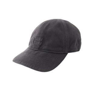[Used] Miu Miu Drill Baseball Cap, Logo Embroidery, Washed Cotton Cap, Women's, Used A
