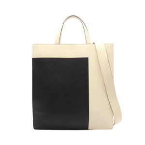 [Used] Valextra 2-Way Tote Bag, Ivory/Black Leather, Women's, Used B