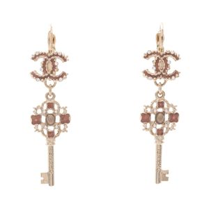 [Used] Chanel CHANEL Earrings Coco Mark Key Motif GP (Gold Plated) Earrings Women's Used A