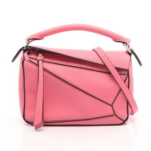 【二手】 LOEWE Puzzle Bag Mini 兩用粉紅色皮革手提包，女士，二手