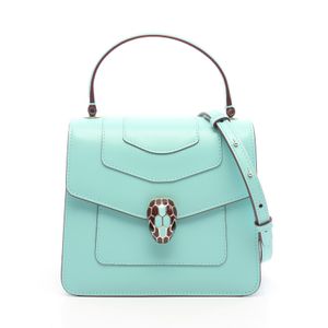 [Used] Bulgari BVLGARI Serpenti Forever 2-Way Handbag, Mint Green, Other, Serpenti Forever 2-Way top Handle Bag, Women's