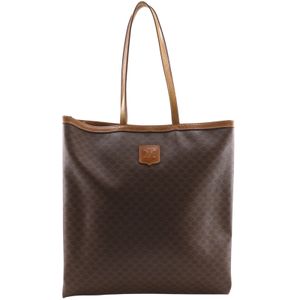 CELINE Macadam Tote Bag, Vintage PVC, Brown, Shoulder Bag/Handbag, A4 Size, Snap Button, Women's [Used]