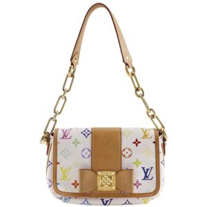 LOUIS VUITTONPatty 緞帶肩背包， M40305，Monogram 顏色 愛斯咳朗/Bron， 2010 年，白色，SR4180 ，RIBON肩背包，旋鎖，女士 [二手]