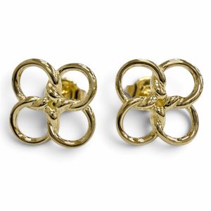 Mint condition △ TIFFANY&Co. Tiffany Quadrofolio earrings, four-leaf clover motif, pair, yellow gold, weight 3.04g, women's, with dust bag.