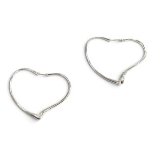Mint Condition ★ TIFFANY&Co. Tiffany & Co. Elsa Peretti Open Heart Hoop Earrings, Medium Size, 925 Sterling Silver, Women's Earrings