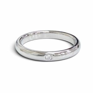 최상급 컨디션△TIFFANY & Co. 엘사 퍼레티 스태킹 밴드 반지 1P 다이아몬드 PT950 플래티넘 JP13호 중량 5.6g 여성용 추천◎