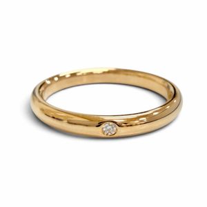 최상급 컨디션△TIFFANY & Co. 엘사 퍼레티 스태킹 밴드 반지 1P 다이아몬드 750(PG) 핑크 골드 JP17호 중량 4.07g 여성 남성 공용
