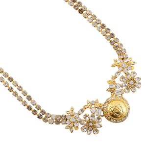 Gianni VERSACE Medusa Necklace, Gold Plated with Rhinestones, Approx. 69g, Women's [Used]