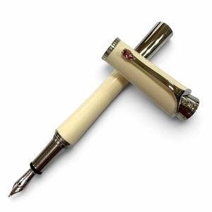 極美品▼MONTBLANC モンブラン ミューズ エディション プリンセス グレース ドゥ モナコ ピンクトパーズ ペン先14K Mニブ カートリッジ式 万年筆 アイボリー ドイツ製 レディース