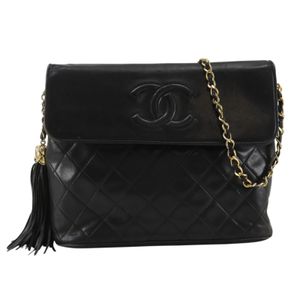 샤넬 CHANEL 마틀라세 체인 숄더백 빈티지 태슬 램스킨 블랙 크로스백 숄더백 마그네틱 타입 Matelasse ChainShoulder 여성용【중고】