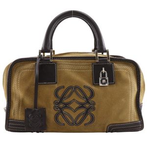LOEWE Amazona 28 handbag, suede, brown, tote bag, double zipper, women's [used]