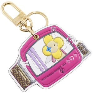 ルイ・ヴィトン LOUIS VUITTON ポルトクレ エピ ヴィヴィエンヌ キーホルダー バッグチャーム スキーゴンドラモチーフ M68653 モノグラムキャンバス 2019年 茶/ピンク DI1109 Portocre Epi Vivienne レディース【中古】