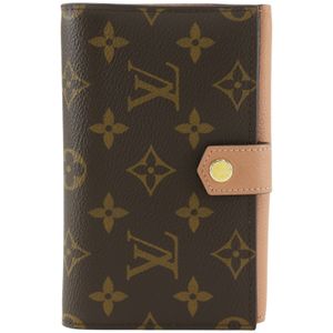 Louis LOUIS VUITTON Portefeuille Pallas Compact Bi-fold Wallet M64355 Monogram Canvas x Calfskin 2018 Brown/Pink CA0148 Snap Button Women's [Used]
