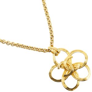 シャネル CHANEL ココマーク フラワー ネックレス ターンロック ヴィンテージ 金メッキ 96P 約133g COCO Mark Flower レディース【中古】