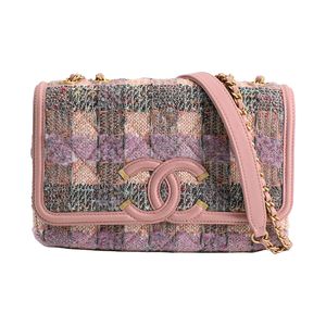 [중고] Chanel 샤넬 CC 필리그리 체인 숄더백 A93341 트위드 핑크