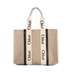 [Used] Chloe Woody Large Tote Bag CHC22AS382 Linen Navy