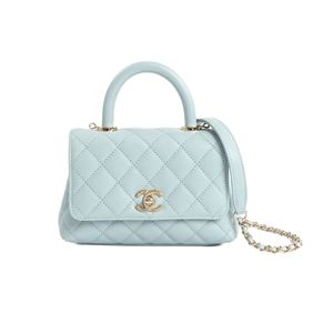 [Used] Chanel CHANEL Handbag top Handle Mini Flap Bag AS2215 Caviar Light Blue