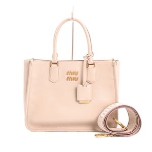 [Pre-owned] Miu MIU MIU 2-way handbag, 5BA249, embossed leather, light pink.