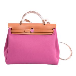 [Unused] Hermes HERMES Handbag Herbag Zip PM Toile Military/Vache Hunter Rose Purple