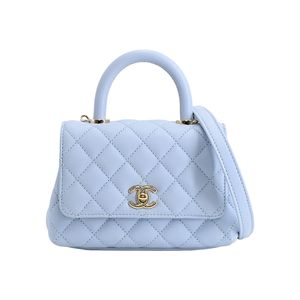 [Used] Chanel CHANEL Handbag top Handle Mini Flap Bag AS2215 Caviar Light Blue