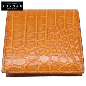 Mansou [Like New] m00000415 Crocodile Mini Wallet (No Coin Pocket) [Used]