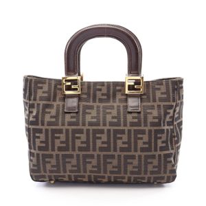 [Used] FENDI Tote Bag, Zucca Braun/Black Canvas Leather, Zucca Handbag, Women's, Used B