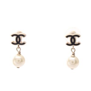 [Used] Chanel CHANEL Earrings Coco Mark GP (Gold Plated) Coco Mark Pearl Earrings Women's Used A