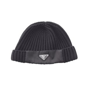 [Used] Prada PRADA Knit Cap Re-Nylon Triangle Plate Switching Knit Cap 2HC427 Wool Nylon Knit Cap Unisex Used A