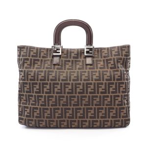 [Used] Fendi FENDI Tote Bag, Black/ Braun Canvas Leather, Zucca Handbag, Women's, Used B