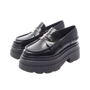 [Used] Alexander Wang loafers, metal logo, platform, black leather, women's, Used A