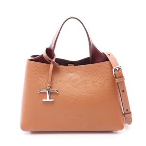 [Used] Tod 'TOD'S T-Timeless Micro 2-Way Handbag, Braun/Bordeaux Leather, Women's, Used A
