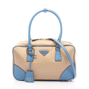 [중고] Prada PRADA 손가방 RE-EDITION 1978 RE-NYLON 미디엄 더블 핸들 2WAY 라이트 블루/베이지 나일론 사피아노 레더 Re-Edition 1978 미디엄 더블 핸드백