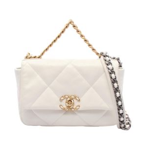 [중고] Chanel 샤넬 19 디즈누프 마틀라세 숄더백 AS1160 화이트 레더 CHANEL19 마틀라세 체인 숄더백 여성용 Used B
