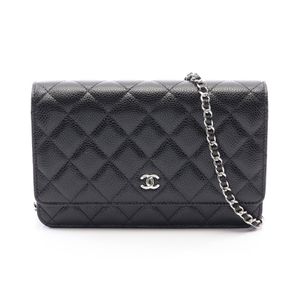 [중고] Chanel 샤넬 숄더백 마틀라세 AP0250 블랙 캐비어 스킨(그레인드 카프) 마틀라세 체인 월렛 여성용 Used A