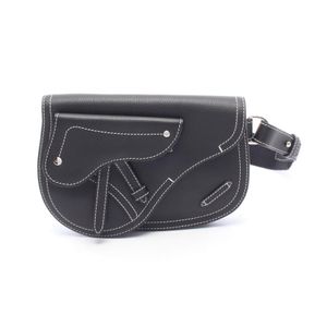 【중고】 Dior 디올 웨스트백 바디백 SADDLE 새들 1ADPO095YKK 블랙/화이트 레더 새들 바디백 남성용 Used A