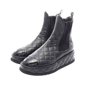 [Used] Chanel CHANEL Boots Coco Mark Matelassé G45190 Leather Patent Leather Side Gore Boots Women's Used A