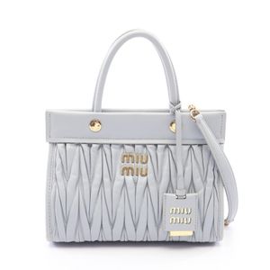 [Used] Miu Miu Matelassé 2-Way Handbag 5BA243 Light Blue Leather Matelassé 2-Way Handbag Women's Used A