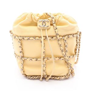 [중고] Chanel 샤넬 숄더백 코코 마크 복조리백 라이트 옐로우 램스킨 체인 숄더백 여성용 Used B