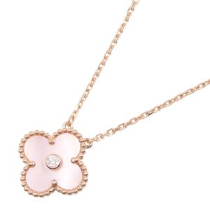 【二手】梵克雅寶 (Van Cleef & Arpels) 復古 Alhambra 項鍊，粉紅色珍珠母貝，1PD，2025 假日系列，VCARPM0P00，頸圍 37/41.5 厘米，K18PG（粉紅金）