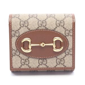 [Used] Gucci Bi-fold Wallet Horsebit GG Supreme 621891 Beige/ Braun Leather Horsebit Compact Wallet Women's Used A