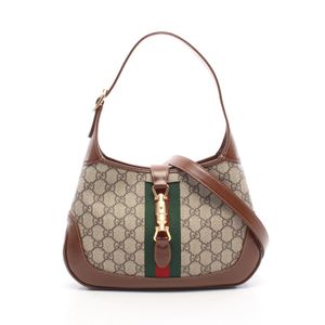 [중고] Gucci 구찌 숄더백 뉴 재키 GG 수프림 2WAY 636706 베이지/브라운/그린 PVC 코팅 캔버스 레더 재키 1961 스몰 숄더백