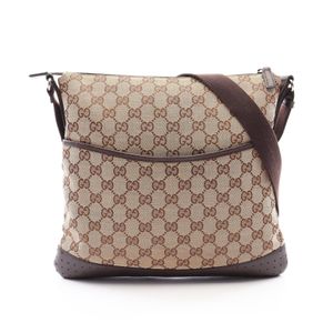【二手】Gucci GG帆布單肩包 145857 米色/ブラウン帆布皮革單肩包 女士二手 B