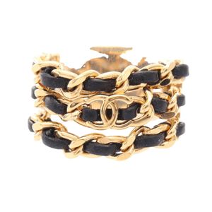[Used] Chanel CHANEL Ring, Coco Mark, Size 52, GP (Gold Plated), Leather Ring, Women's, Used B