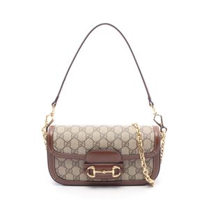 【二手】Gucci GUCCI 馬銜扣肩背包 1955 GG Supreme 735178 米色/ブラウンPVC塗層帆布皮革 馬銜扣 1955 肩背包
