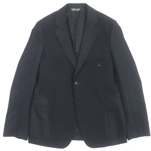 Excellent condition ▼ COMME des GARCONS HOMME DEUX 2022 model DJ-J043 Wool Polyester Stripe Inside-Out Single Tailored Jacket Navy S Made in Japan Authentic Men's