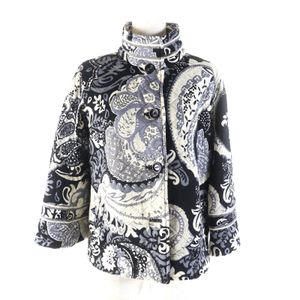極美品★LEONARD FASHION レオナール ファッション ロゴボタン付 ペイズリー柄 キルティング ジャケット マルチ L 日本製 正規品 レディース